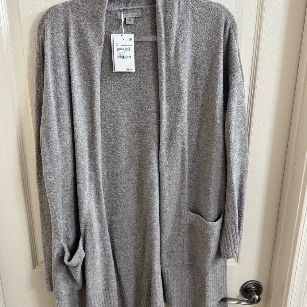 Barefoot Dreams cozy chic Women's Gray Open-Front Sweater